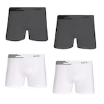 Cueca Boxer Lupo Microfibra sem Costura - Adulto - 4 unidades BRANCO/CINZA