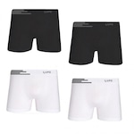 Cueca Boxer Lupo Microfibra sem Costura - Adulto - 4 unidades BRANCO/PRETO