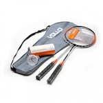 Kit Badminton Vollo Sports VB002 com 2 Raquetes, 3 Petecas e Raqueteira CINZA