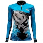 Camiseta Manga Longa King Brasil de Pesca Sublimada KFF620 - Feminina AZUL