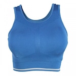 Top Fintess Alto Giro Poliamida Sem Costura Shine - Feminino AZUL/CINZA