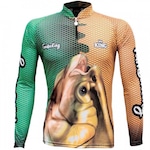 Camiseta Manga Longa de Pesca King Brasil Tambaqui Sublimada - Masculina VERDE