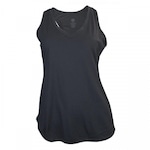 Camiseta Regata Alto Giro Poliamida Skin Fit Alongada Gola V - Feminina PRETO