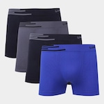 Kit de Cueca Boxer Lupo sem Costura com 4 unidades - Adulto AZUL/PRETO