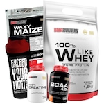 Kit Bodybuilders: 100% Like Whey Baunilha - 1,8kg + Waxy Maize - 800g + BCAA Tangerina - 100g + Creatina - 100g + Coqueteleira Baunilha