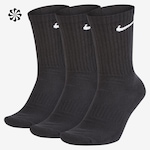 Meias Cano Alto Nike Everyday Cushion Crew - 3 Pares PRETO