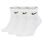 Kit de Meias Cano Médio Nike Everyday Cushion Quarter com 3 Pares - Adulto BRANCO