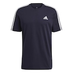 Camiseta adidas Essentials 3 Listras - Masculina AZUL ESC/BRANCO