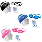 Kit de Natação Speedo Swin Slc com Touca, Óculos e Par de Protetores - Infantil MESCLA