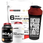 Kit Six Protein Advanced Bodybuilders - Morango - 2kg + BCAA 100g + Creatina - 100g + Coqueteleira Morango