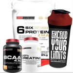 Kit Six Protein Advanced Bodybuilders - Chocolate - 2kg + BCAA - 100g + Creatina - 100g + Coqueteleira Chocolate