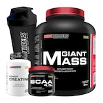 Kit Bodybuilders Hipercalórico Giant Mass Baunilha 3kg + Creatina 300g + BCAA 4.5 250g + Coqueteleira Baunilha