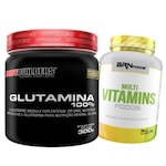 Kit Glutamina Bodybuilders - 300g + Multivitaminico BRN Foods - 90 cápsulas Natural