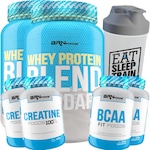 Kit 2x Whey Protein BRN Foods Blend Standard - 900g + 2x Creatina + 2x BCAA + Coqueteleira Chocolate