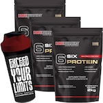 Kit Six Protein Bodybuilders - Morango - 2Kg - 3 unidades + Coqueteleira Morango