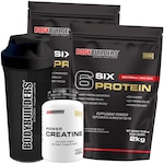 Kit Six Protein Bodybuilders - Baunilha - 2Kg - 2 unidades + Creatina 100g + Coqueteleira Baunilha