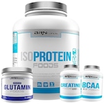 Kit Whey Protein Isolado BRN Foods Chocolate - 2kg + BCAA 100g + Creatina  100g + Glutamina 250g Chocolate