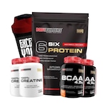 Kit Whey Protein Bodybuilders Morango - 2kg + 2x Creatinas 100g + 2x BCAA 100g + Coqueteleira Morango