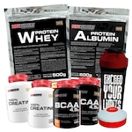 Kit Whey Protein Mor 500g + Albumin Protein Mor + 2x BCAA Tang + 2x Creatina + Coqueteleira Nao Se Aplica