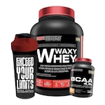 Kit Waxy Whey Mor 900g + BCAA 100g Tang + Coqueteleira - Bodybuilders Morango