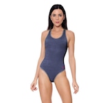 Maiô Poliéster Speedo Denim - Feminino AZUL/LARANJA