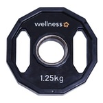 Anilha Wellness Poliuretano Furacão Olímpica 12 Faces com Pegada WK015 - 1,25kg PRETO