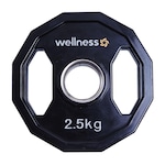 Anilha Wellness Poliuretano Furacão Olímpica 12 Faces com Pegada WK017 -  2,50kg PRETO