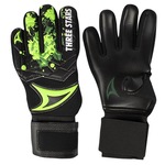 Luva de Goleiro de Campo Three Stars Palma Kick - Adulto PRETO/VERDE