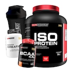 Kit Whey Protein Isolado Chocolate 2kg + BCAA 100g + Creatina 300g + Coqueteleira - Bodybuilders Chocolate