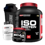 Kit Bodybuilders Whey Protein Isolado Chocolate 2kg + BCAA 250g + Creatina 300g + Coqueteleira Chocolate