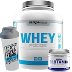 Kit Whey Protein BRN Foods - Baunilha - 2kg + Glutamina - 250g + Coqueteleira - 600ml Baunilha