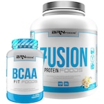 Kit BRN Foods Whey Protein Fusion 2kg Baunilha + BCAA 100g Baunilha