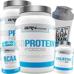 Kit BRN Foods 2x Whey Protein Isolado Baunilha 900g + BCAA + Creatina + Coqueteleira Baunilha