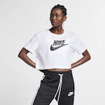 Blusa Cropped Nike Tee Sportswear Essential - Feminina BRANCO/PRETO