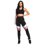 Conjunto Fristyle Calça Legging Listras + Top Fitness - Feminino PRETO