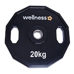 Anilha Olímpica Wellness WK018 12 Faces com Pegada - 20 Kg PRETO