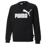 Blusão sem Capuz Puma Essentials Crew Neck Big Logo - Infantil PRETO/BRANCO