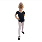 Collant para Ballet Ritmus Meia Manga Tatiana - Infantil PRETO