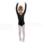 Collant para Ballet Ritmus Manga Longa Juliana - Infantil PRETO