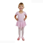 Collant para Ballet com Saia Ritmus Meia Manga Julieta - Infantil ROSA