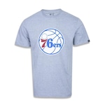 Camiseta New Era Plus Size Regular Manga Curta Philadelphia 76ers Logo - Masculino CINZA