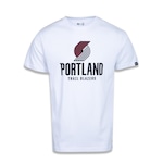 Camiseta New Era Plus Size Regular Manga Curta Portland Trail Blazers Logo - Masculino BRANCO