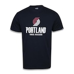 Camiseta New Era Plus Size Regular Manga Curta Portland Trail Blazers Logo - Masculino PRETO