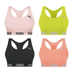 Kit Top Fitness Puma Nadador sem Costura - Feminino - 4 unidades VERDE/PRETO