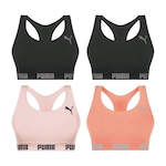 Kit Top Fitness Puma Nadador sem Costura - Feminino - 4 unidades ROSA/PRETO