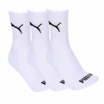 Meia Cano Médio Puma Esportiva - Adulto - 3 Pares BRANCO