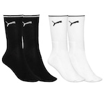 Meia Cano Longo Puma Esportiva  - Feminina - 2 Pares PRETO/BRANCO