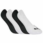 Meia Invisível Puma - Adulto - 4 Pares BRANCO/PRETO