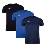 Kit de Camiseta Penalty X - Masculina - 3 Unids PRETO/AZUL ESC