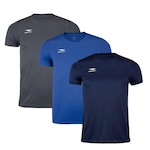 Kit de Camiseta Penalty X - Masculina - 3 Unids Cinza Esc/Azul Esc